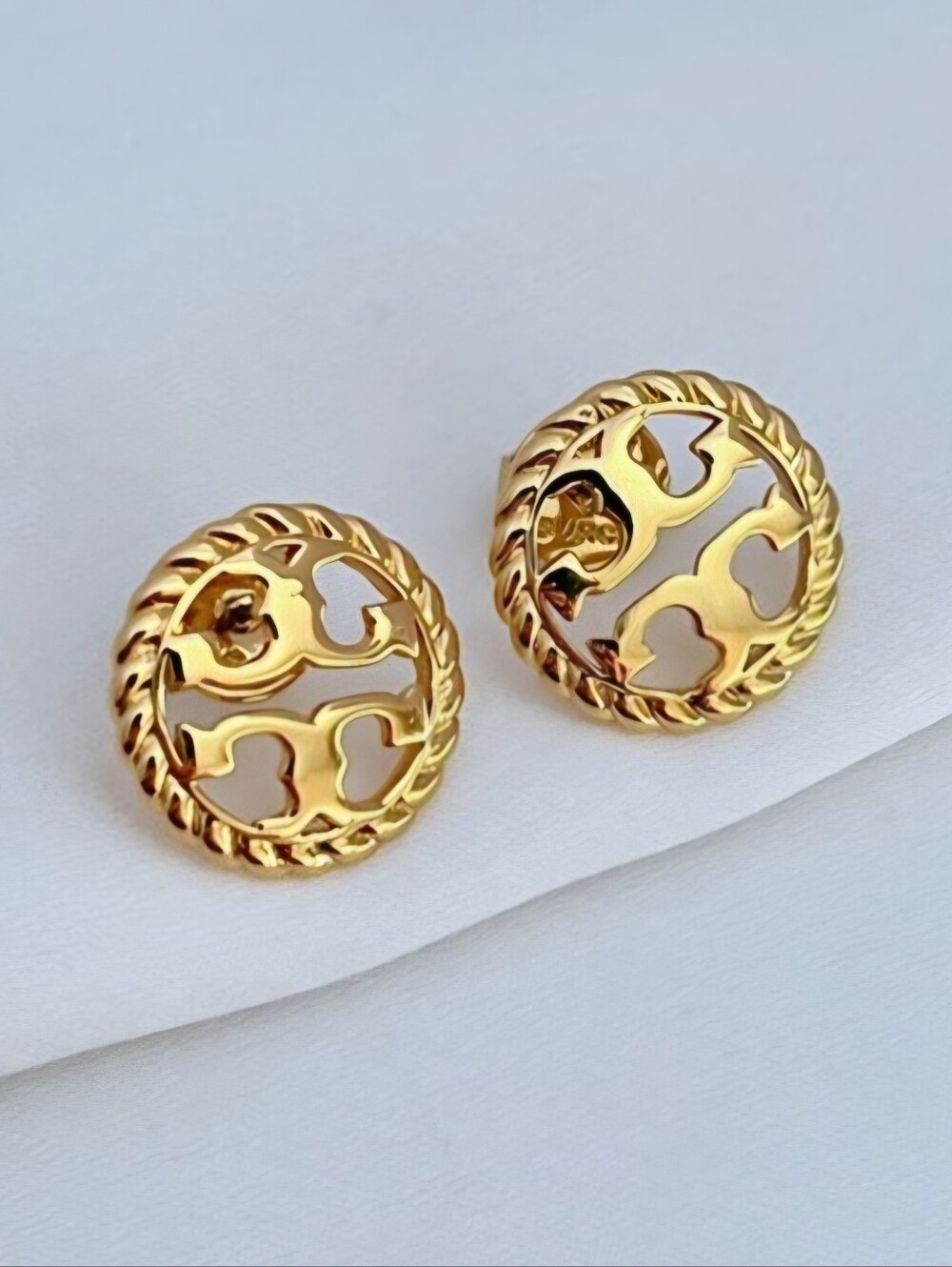 Tory Burch Gold Logo Filigree Button Earrings